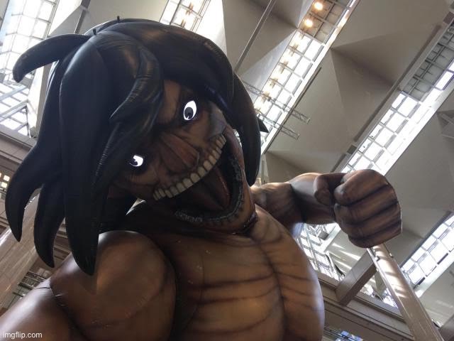 Inflatable attack titan face view | made w/ Imgflip meme maker