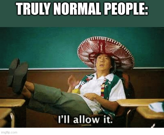 I’ll allow it | TRULY NORMAL PEOPLE: | image tagged in i ll allow it | made w/ Imgflip meme maker