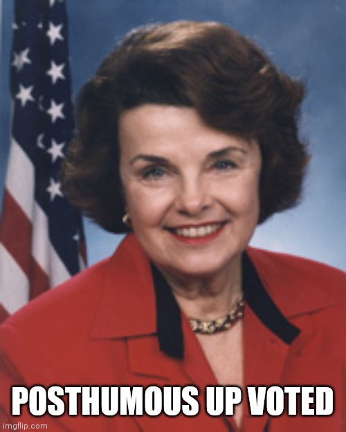 dianne feinstein | POSTHUMOUS UP VOTED | image tagged in dianne feinstein | made w/ Imgflip meme maker
