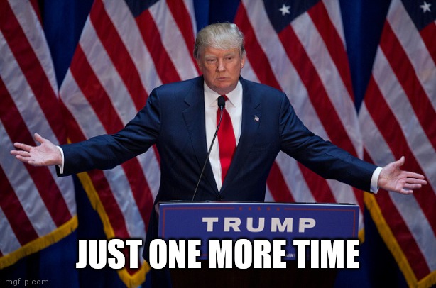 Donald Trump | JUST ONE MORE TIME | image tagged in donald trump | made w/ Imgflip meme maker