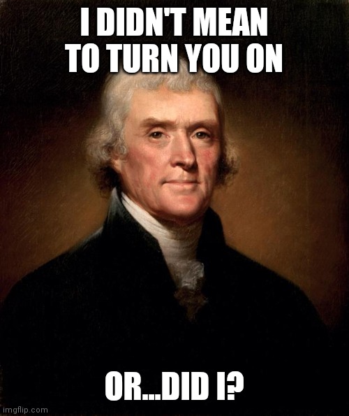Thomas Jefferson  | I DIDN'T MEAN TO TURN YOU ON OR...DID I? | image tagged in thomas jefferson | made w/ Imgflip meme maker