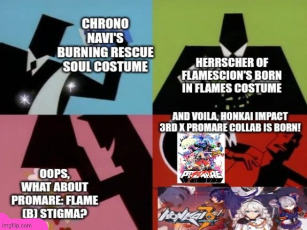 PPG Creation: Honkai Impact 3rd x Promare collab edition | image tagged in powerpuff girls creation,crossover,fusion | made w/ Imgflip meme maker