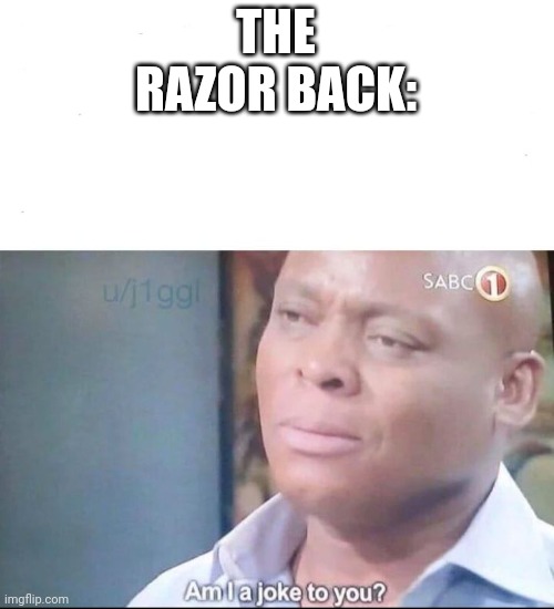 am I a joke to you | THE RAZOR BACK: | image tagged in am i a joke to you | made w/ Imgflip meme maker