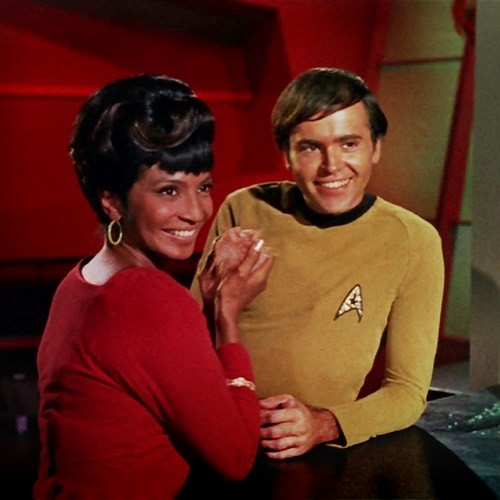 UHURA AND CHEKOVE WITH A TRIBBLE Blank Meme Template