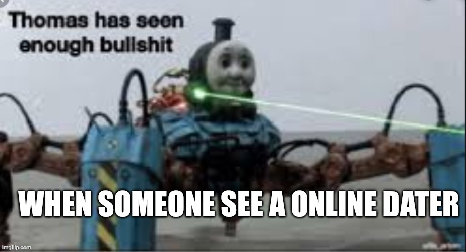 WHEN SOMEONE SEE A ONLINE DATER | image tagged in thomas has seen enough bullshit temp | made w/ Imgflip meme maker