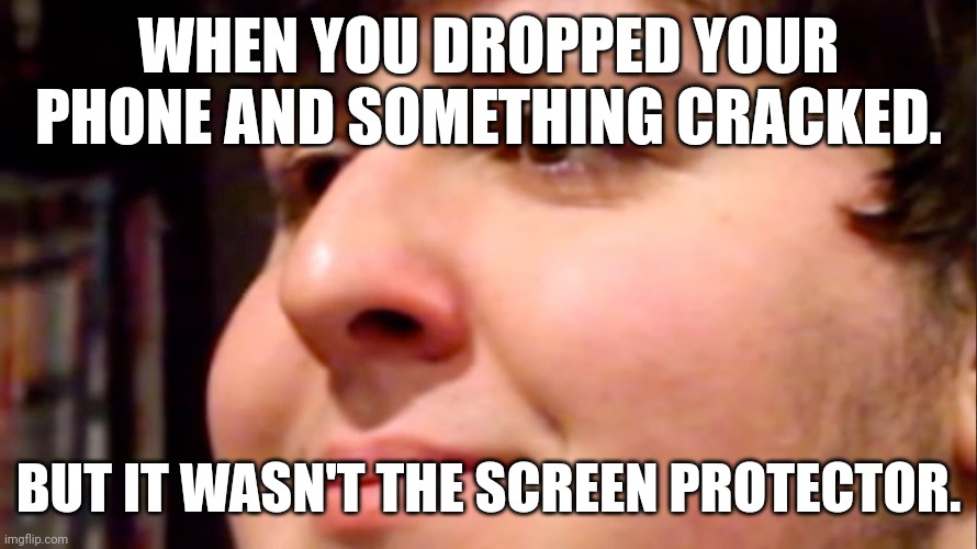 not all cracked up to be | WHEN YOU DROPPED YOUR PHONE AND SOMETHING CRACKED. BUT IT WASN'T THE SCREEN PROTECTOR. | image tagged in jontron internal screaming,fun,memes,phone | made w/ Imgflip meme maker
