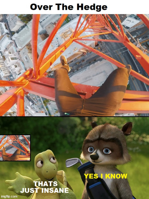 Ab durch die Hecke | image tagged in over the hedge,lattice climbing,rj,verne,meme,germany | made w/ Imgflip meme maker
