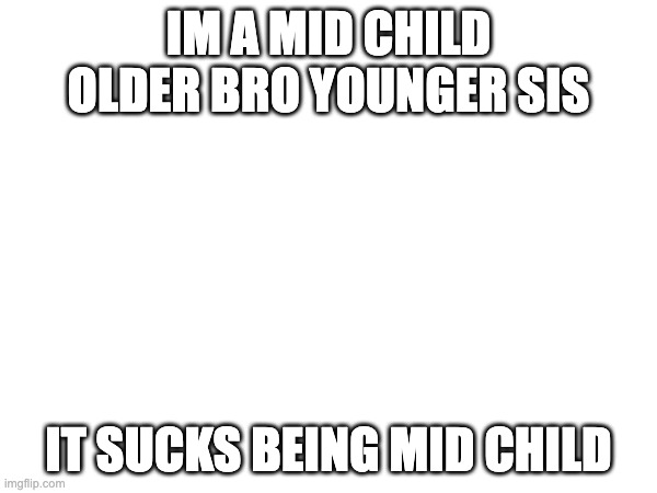 IM A MID CHILD OLDER BRO YOUNGER SIS; IT SUCKS BEING MID CHILD | made w/ Imgflip meme maker