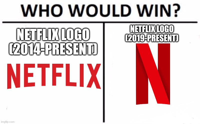 Who Would Win? | NETFLIX LOGO (2019-PRESENT); NETFLIX LOGO (2014-PRESENT) | image tagged in memes,netflix,who would win | made w/ Imgflip meme maker