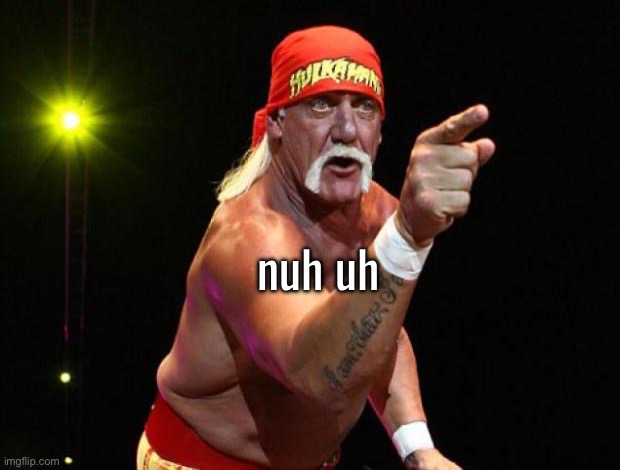 Hulk Hogan | nuh uh | image tagged in hulk hogan | made w/ Imgflip meme maker