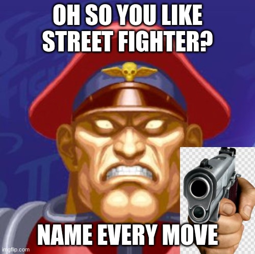 Can YOU do it? | OH SO YOU LIKE STREET FIGHTER? NAME EVERY MOVE | image tagged in street fighter,oh so you like,hand with gun | made w/ Imgflip meme maker