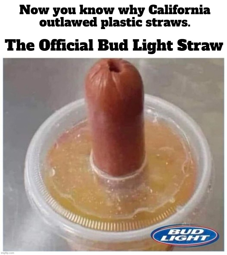 Now you know why California outlawed plastic straws. | image tagged in plastic straws,california,commiefornia,bud light,anthony weiner,tired of hearing about transgenders | made w/ Imgflip meme maker