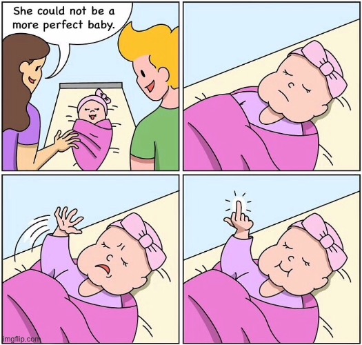 Baby girl | image tagged in she is perfect,could not be better,baby girl,middle finger,comics | made w/ Imgflip meme maker