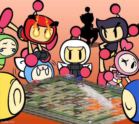 Bomberman Bros playing SBR (Art by The-Brunette-Amitie) | made w/ Imgflip meme maker