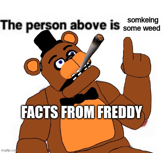 the person above fnaf | somkeing some weed; FACTS FROM FREDDY | image tagged in the person above fnaf | made w/ Imgflip meme maker