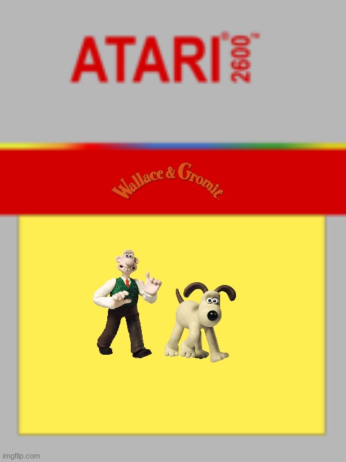wallace and gromit on atari 2600 | image tagged in atari 2600 cartridge,wallace and gromit,fake,8-bit | made w/ Imgflip meme maker