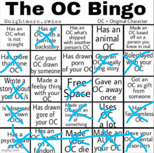 Yeah... but I can never draw them?? | image tagged in the oc bingo | made w/ Imgflip meme maker
