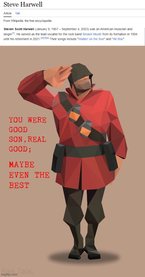 F | image tagged in soldier you were real good son maybe even the best | made w/ Imgflip meme maker