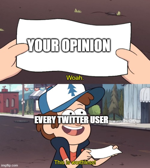 Fact or cap? | YOUR OPINION; EVERY TWITTER USER | image tagged in this is worthless | made w/ Imgflip meme maker