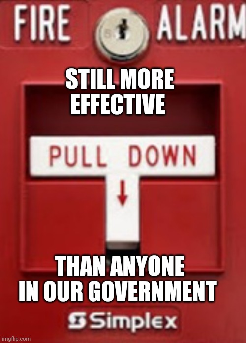government | STILL MORE EFFECTIVE; THAN ANYONE IN OUR GOVERNMENT | image tagged in fire alarm | made w/ Imgflip meme maker