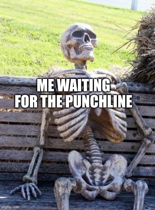 Waiting Skeleton Meme | ME WAITING FOR THE PUNCHLINE | image tagged in memes,waiting skeleton | made w/ Imgflip meme maker