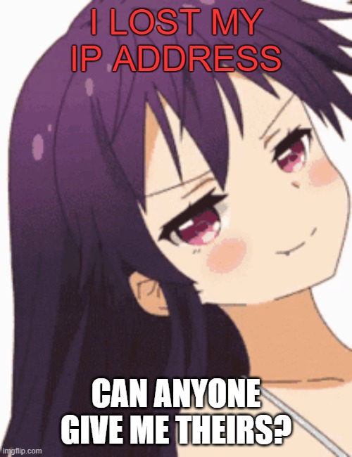 I LOST MY IP ADDRESS; CAN ANYONE GIVE ME THEIRS? | made w/ Imgflip meme maker