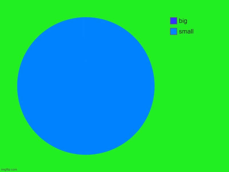 small, big | image tagged in charts,pie charts | made w/ Imgflip chart maker