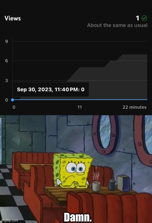 I got roasted- | Damn. | image tagged in sad spongebob | made w/ Imgflip meme maker