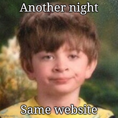 + annoying user | Another night; Same website | image tagged in annoyed face | made w/ Imgflip meme maker