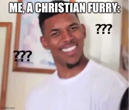 confused nick young | ME, A CHRISTIAN FURRY: | image tagged in confused nick young | made w/ Imgflip meme maker