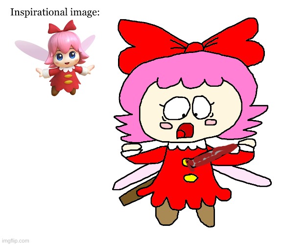 Ribbon gets stabbed with a spear (LOL Ribbon has to die) | image tagged in kirby,gore,blood,funny,parody,fanart | made w/ Imgflip meme maker