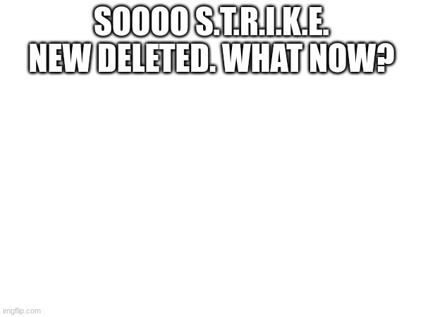 What now? | SOOOO S.T.R.I.K.E. NEW DELETED. WHAT NOW? | image tagged in what now | made w/ Imgflip meme maker