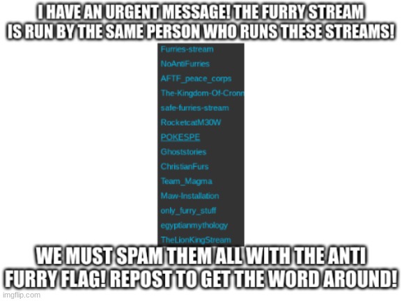 anti furry message | image tagged in anti furry message | made w/ Imgflip meme maker