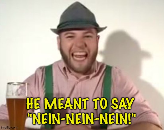 german | HE MEANT TO SAY 
"NEIN-NEIN-NEIN!" | image tagged in german | made w/ Imgflip meme maker