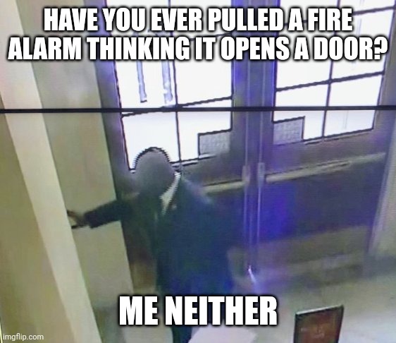 Apparently Jamal Bowman is the only one. | HAVE YOU EVER PULLED A FIRE ALARM THINKING IT OPENS A DOOR? ME NEITHER | image tagged in fire alarm | made w/ Imgflip meme maker