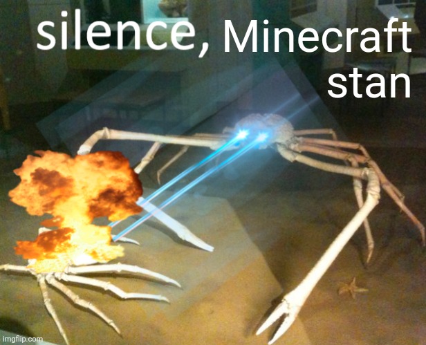 Minecraft stan | image tagged in silence crab | made w/ Imgflip meme maker