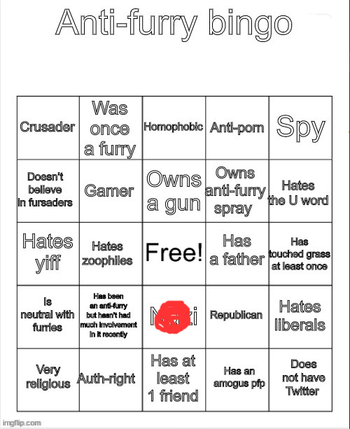 [right behind you plays] | image tagged in anti-furry bingo,satirical | made w/ Imgflip meme maker