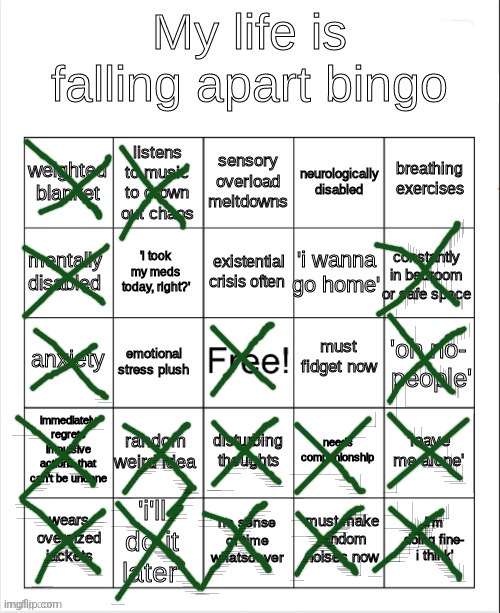 Well, this makes sense- | image tagged in my life is falling apart bingo | made w/ Imgflip meme maker