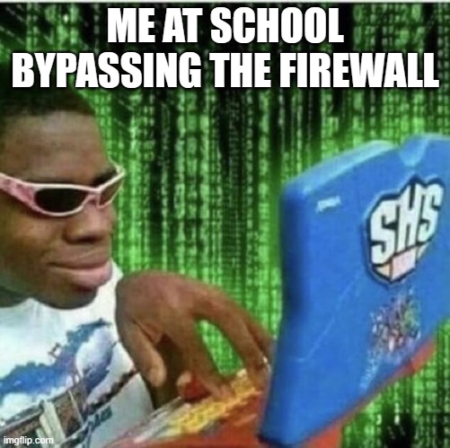 hehe boi | ME AT SCHOOL BYPASSING THE FIREWALL | image tagged in ryan beckford | made w/ Imgflip meme maker