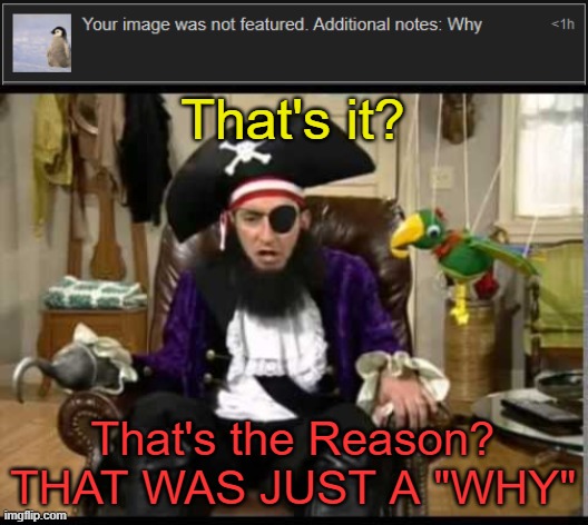 That's it? That's the Reason? THAT WAS JUST A "WHY" | image tagged in patchy the pirate that's it | made w/ Imgflip meme maker