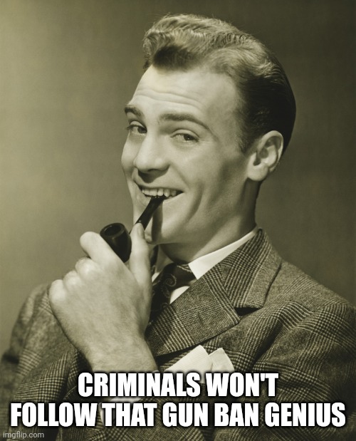 Smug | CRIMINALS WON'T FOLLOW THAT GUN BAN GENIUS | image tagged in smug | made w/ Imgflip meme maker