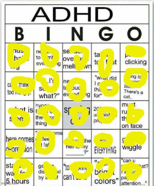 Nah I GOT EVERY BOX AND MY MOM STILL THINKS I DONT HAVE IT | image tagged in adhd bingo | made w/ Imgflip meme maker