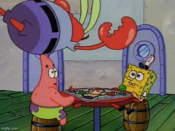 Mr Krabs Jumping On Table | image tagged in mr krabs jumping on table | made w/ Imgflip meme maker