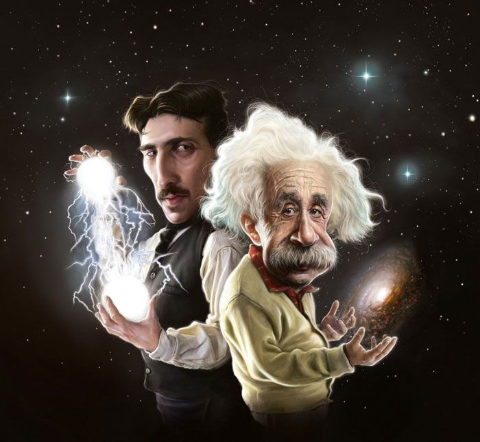 High Quality Nikola Tesla & Albert Einstein Blank Meme Template