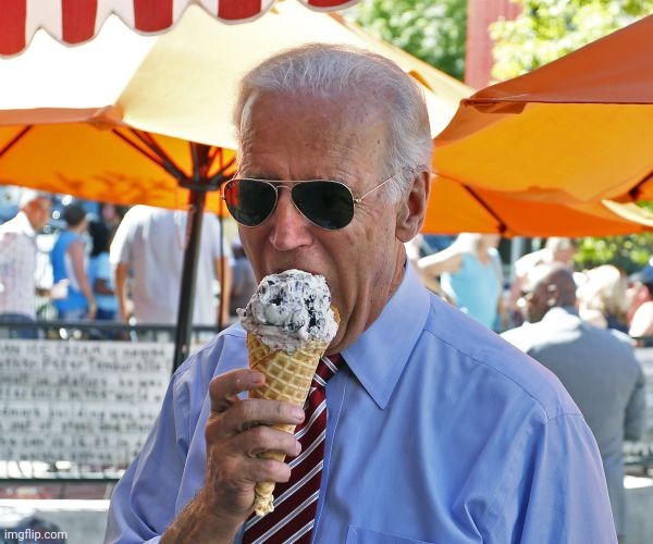 Joe Biden eating ice cream | image tagged in joe biden eating ice cream | made w/ Imgflip meme maker