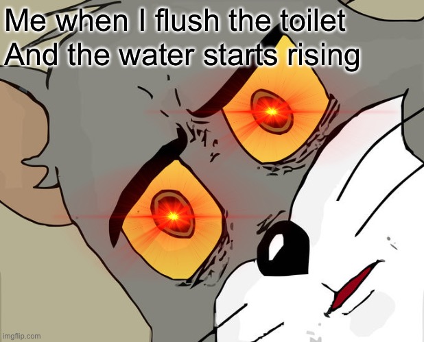 Clogged toilet | Me when I flush the toilet; And the water starts rising | image tagged in memes,unsettled tom | made w/ Imgflip meme maker