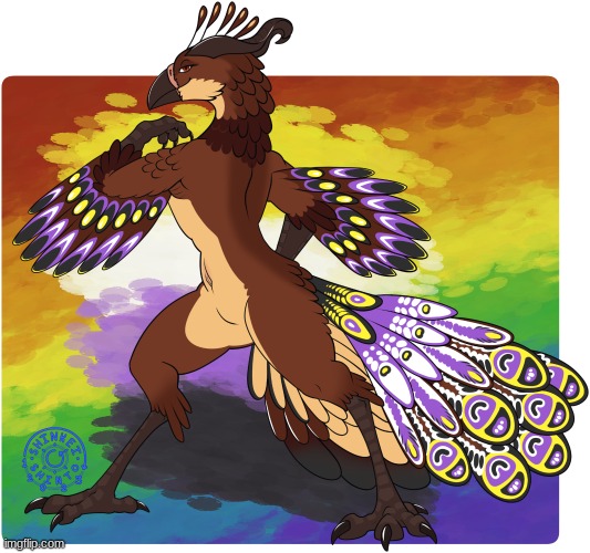 non-binary pride birb by the name of sergeanthax(art by shinkei-shinto) | made w/ Imgflip meme maker