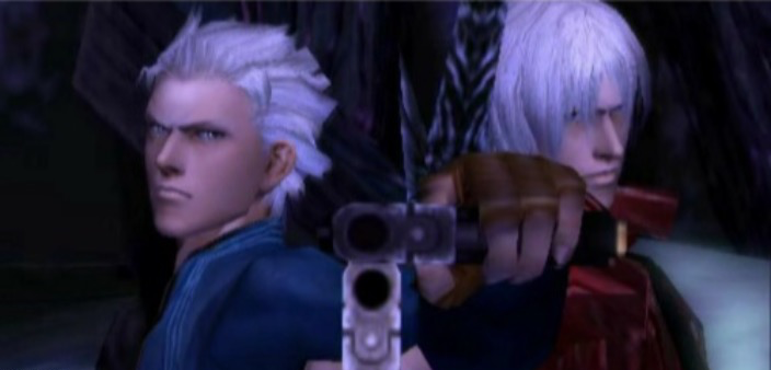 Dante and Vergil Holding Guns Blank Meme Template