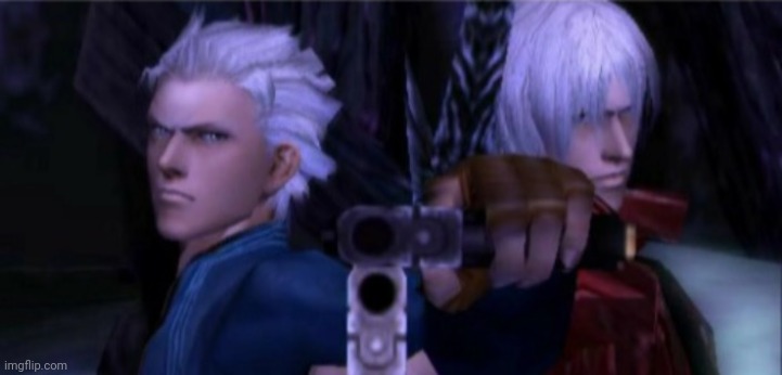 Dante and Vergil Holding Guns | image tagged in dante and vergil holding guns | made w/ Imgflip meme maker