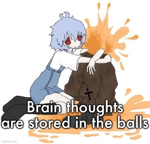 rei | Brain thoughts are stored in the balls | image tagged in rei | made w/ Imgflip meme maker